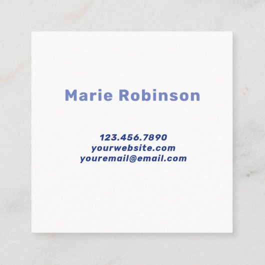 Hallo QR Code Retro Groovy Blauw Wit Squigggles Vierkante Visitekaartje (Achterkant)