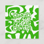 Hallo QR Code Retro Groovy Lime Groen Wit Vierkante Visitekaartje (Voorkant)