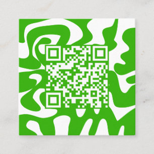 Hallo QR Code Retro Groovy Lime Groen Wit Vierkante Visitekaartje