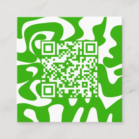 Hallo QR Code Retro Groovy Lime Groen Wit Vierkante Visitekaartje (Voorkant)