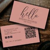 Hallo QR-code sociale media terracotta Visitekaartje