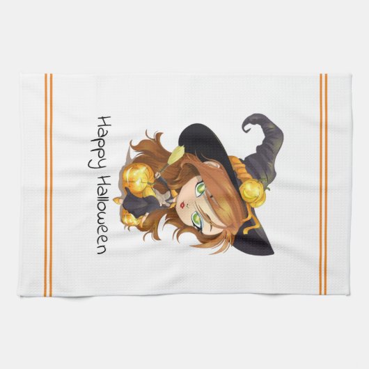 Hallo Queen Cute Witch | Halloween Theedoek (Horizontaal)