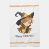 Hallo Queen Cute Witch | Halloween Theedoek (Verticaal)