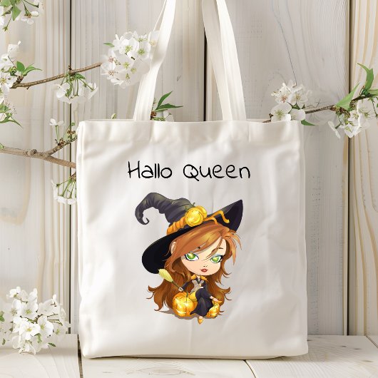 Hallo Queen Cute Witch | Halloween Tote Bag