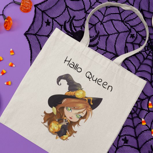 Hallo Queen Cute Witch | Halloween Tote Bag