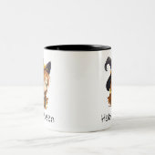 Hallo Queen Cute Witch | Halloween Tweekleurige Koffiemok (Center)