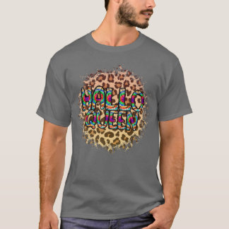 Hallo Queen Halloween Queen Bleached Halloween Leo T-shirt