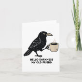 Hallo Raven Crow Coffee Funny Kaart (Voorkant)