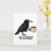 Hallo Raven Crow Coffee Funny Kaart (Gele Bloem)