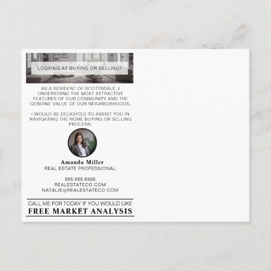 Hallo Realtor Mailer Vastgoed Marketing Farming Briefkaart (Achterkant)