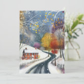 Hallo Red Brick House in de sneeuw Kaart (Staand voorkant)