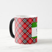 Hallo Red Plaid Mijn naam is JOY Label Holiday Fun Magische Mok (Voorkant links)
