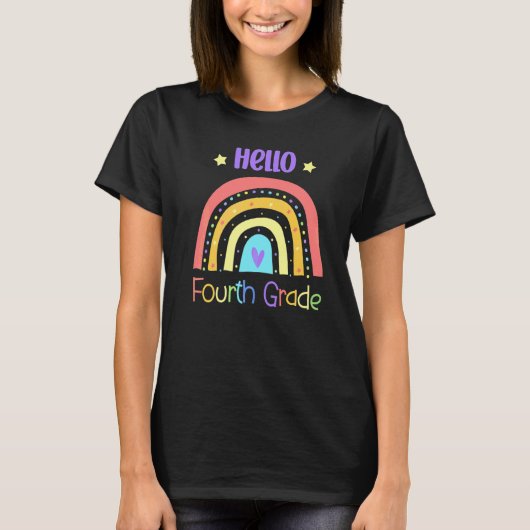 Hallo Regenboogteam Vierde Klas 4e Leerjaar T-shirt (Voorkant)