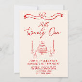 Hallo Retro 21e taart Kaart (Voorkant)