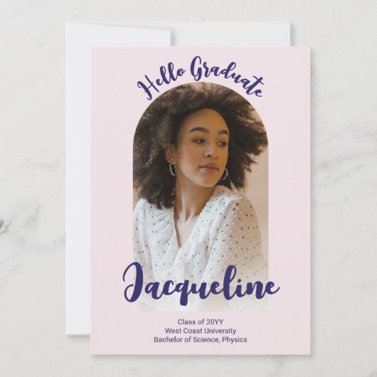 Hallo Retro Afstuderen 2025 Paarse Script Arch Fot Aankondiging (Voorkant)