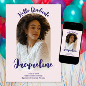 Hallo Retro Afstuderen 2025 Paarse Script Arch Fot Aankondiging