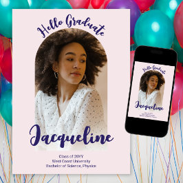 Hallo Retro Afstuderen 2025 Paarse Script Arch Fot Aankondiging