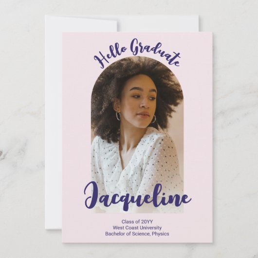 Hallo Retro Afstuderen 2025 Paarse Script Arch Fot Kaart (Voorkant)