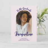 Hallo Retro Afstuderen 2025 Paarse Script Arch Fot Kaart (Staand voorkant)