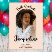 Hallo Retro Afstuderen 2025 Peach Script Arch Foto Kaart