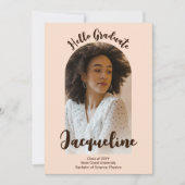 Hallo Retro Afstuderen 2025 Peach Script Arch Foto Kaart (Voorkant)