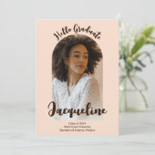 Hallo Retro Afstuderen 2025 Peach Script Arch Foto Kaart (Staand voorkant)