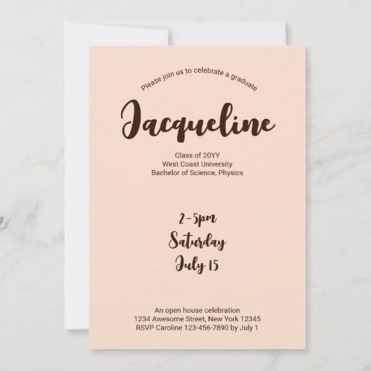 Hallo Retro Afstuderen 2025 Peach Script Arch Foto Kaart (Achterkant)