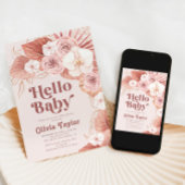 Hallo Retro Baby Botanisch Meisje Baby shower Kaart