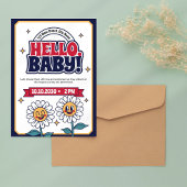 Hallo Retro Baby shower uitnodiging