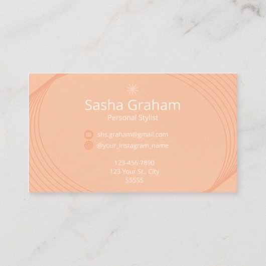 Hallo Retro Classy Coral Pink Peach Fuzz Visitekaartje (Achterkant)