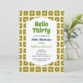 Hallo Retro Daisy Flower Checkered Kaart (Staand voorkant)