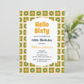 Hallo Retro Daisy Flower Checkered Kaart (Staand voorkant)