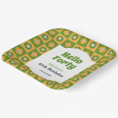 Hallo Retro Daisy Flower Checkered Papieren Bordje (Gebogen)