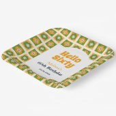 Hallo Retro Daisy Flower Checkered Papieren Bordje (Gebogen)