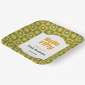 Hallo Retro Daisy Flower Checkered Papieren Bordje (Gebogen)