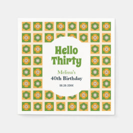 Hallo Retro Daisy Flower Checkered Servet