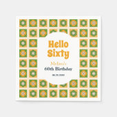 Hallo Retro Daisy Flower Checkered Servet (Voorkant)