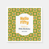 Hallo Retro Daisy Flower Checkered Servet (Voorkant)