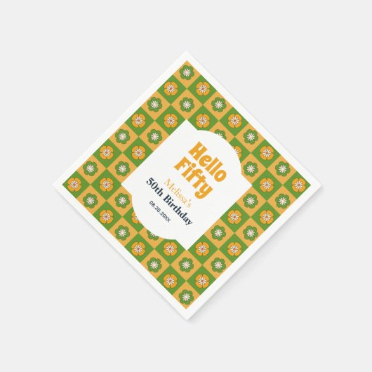 Hallo Retro Daisy Flower Checkered Servet (Hoek)