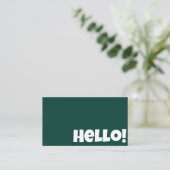 Hallo Retro Emerald Green QR-code Visitekaartje (Staand voorkant)