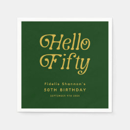 Hallo Retro Groen en Goud 50ste Verjaardagsfeest Servet