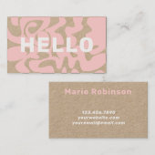 Hallo Retro Groovy Licht Roze Wit Visitekaartje (Voorkant / Achterkant)