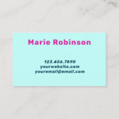 Hallo Retro Groovy Navy Blue Aqua Pink Visitekaartje (Achterkant)