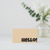 Hallo Retro Groovy Neutral Cream Gold QR-code Visitekaartje (Staand voorkant)