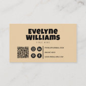 Hallo Retro Groovy Neutral Cream Gold QR-code Visitekaartje (Achterkant)