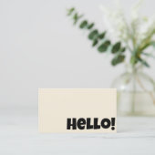 Hallo Retro Groovy Neutral Cream QR Code Bold Visitekaartje (Staand voorkant)
