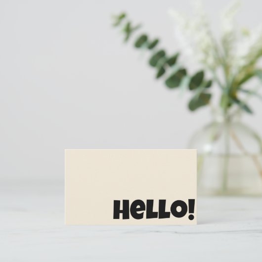 Hallo Retro Groovy Neutral Cream QR Code Bold Visitekaartje (Staand voorkant)