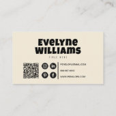 Hallo Retro Groovy Neutral Cream QR Code Bold Visitekaartje (Achterkant)