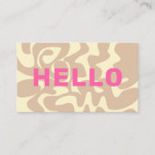 Hallo Retro Groovy Neutrale Beige Crème Roze Visitekaartje (Voorkant)