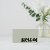 Hallo Retro Groovy Neutrale Sage Groene QR Code Visitekaartje (Staand voorkant)